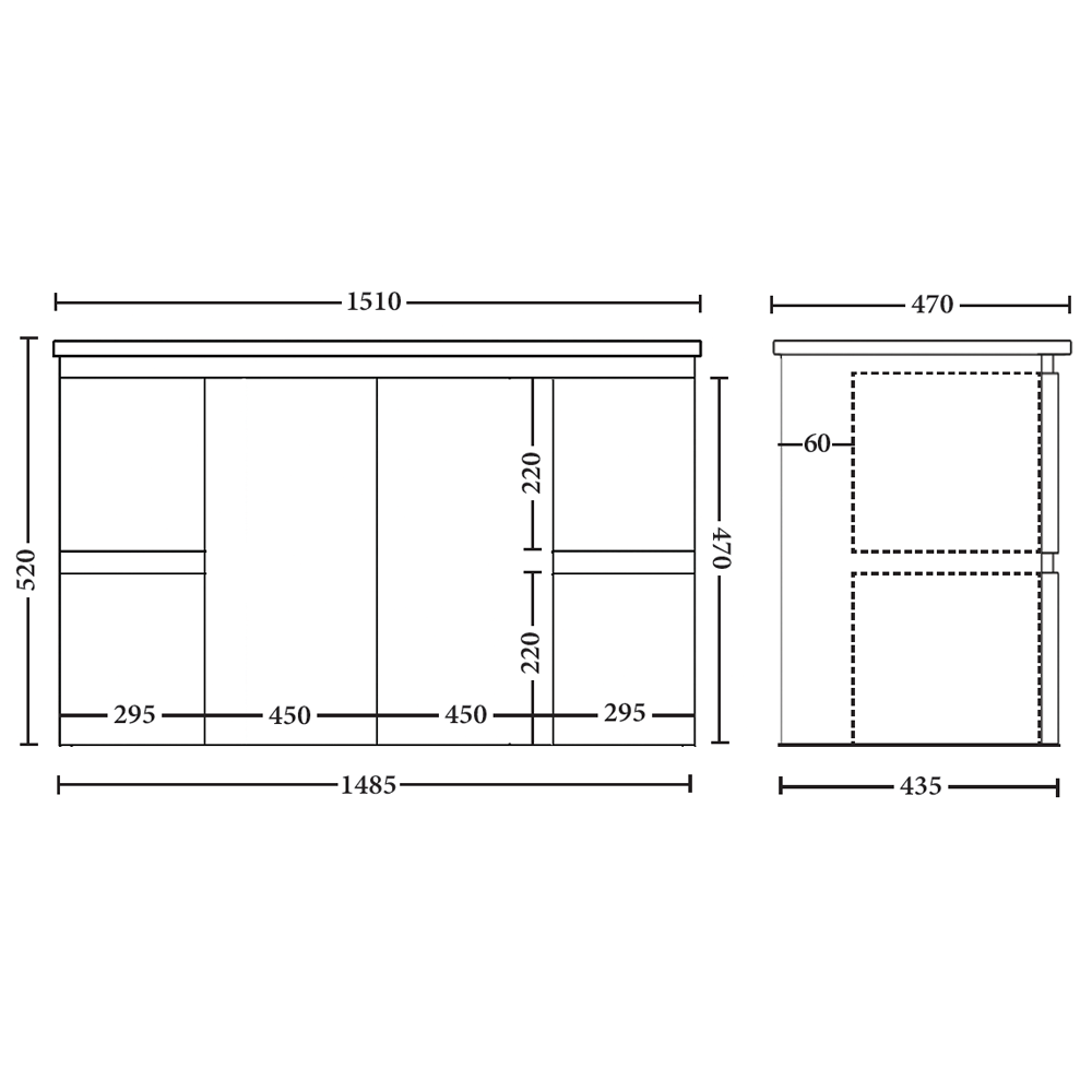 Capri 1500mm Wall Hung Vanity