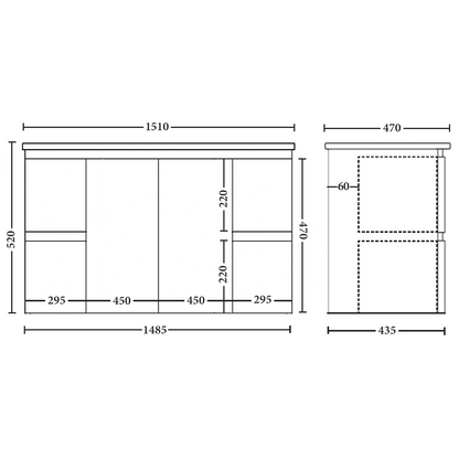 Capri 1500mm Wall Hung Vanity