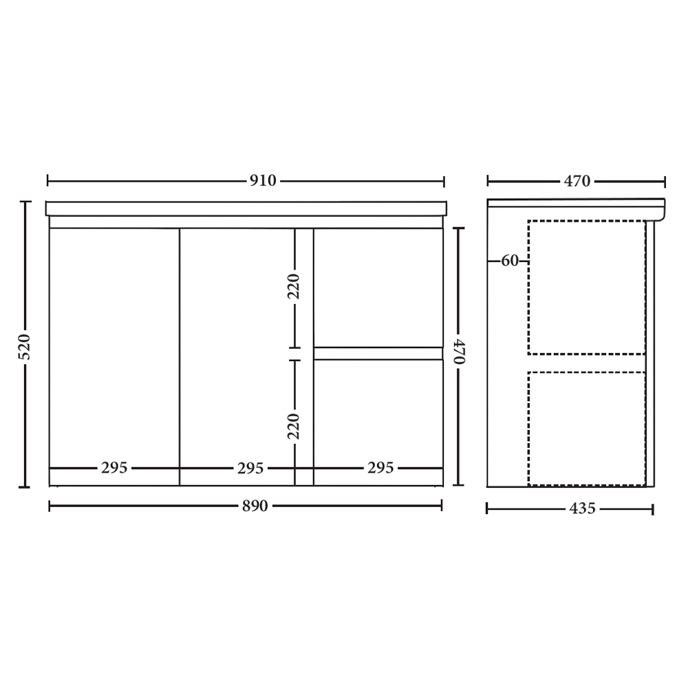Capri 900mm Wall Hung Vanity