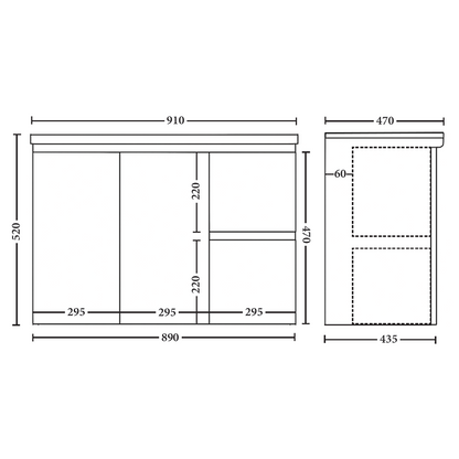 Capri 900mm Wall Hung Vanity
