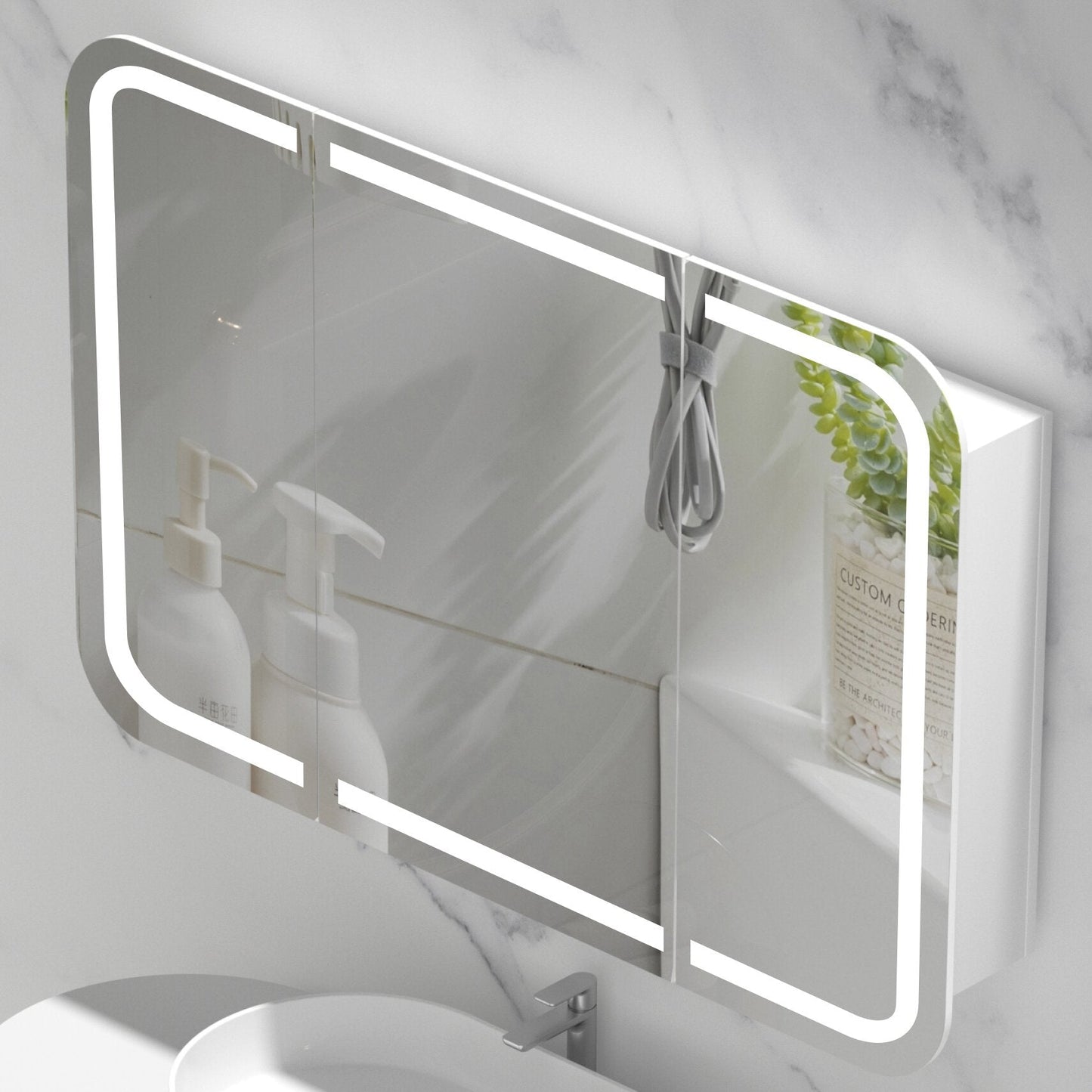 CARYSIL  1200x800mm Grand LED Matte White Shaving Cabinet