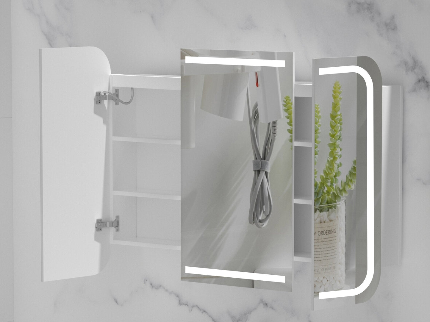 CARYSIL  1200x800mm Grand LED Matte White Shaving Cabinet