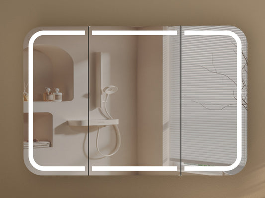 CARYSIL 1200x800mm Grand LED Walnut Shaving Cabinet