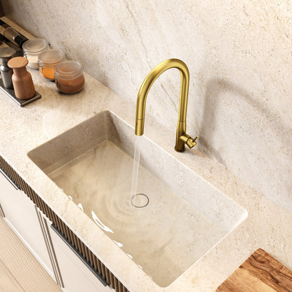 Navona Carysil Slim Brushed Gold Pull Out Kitchen Mixer