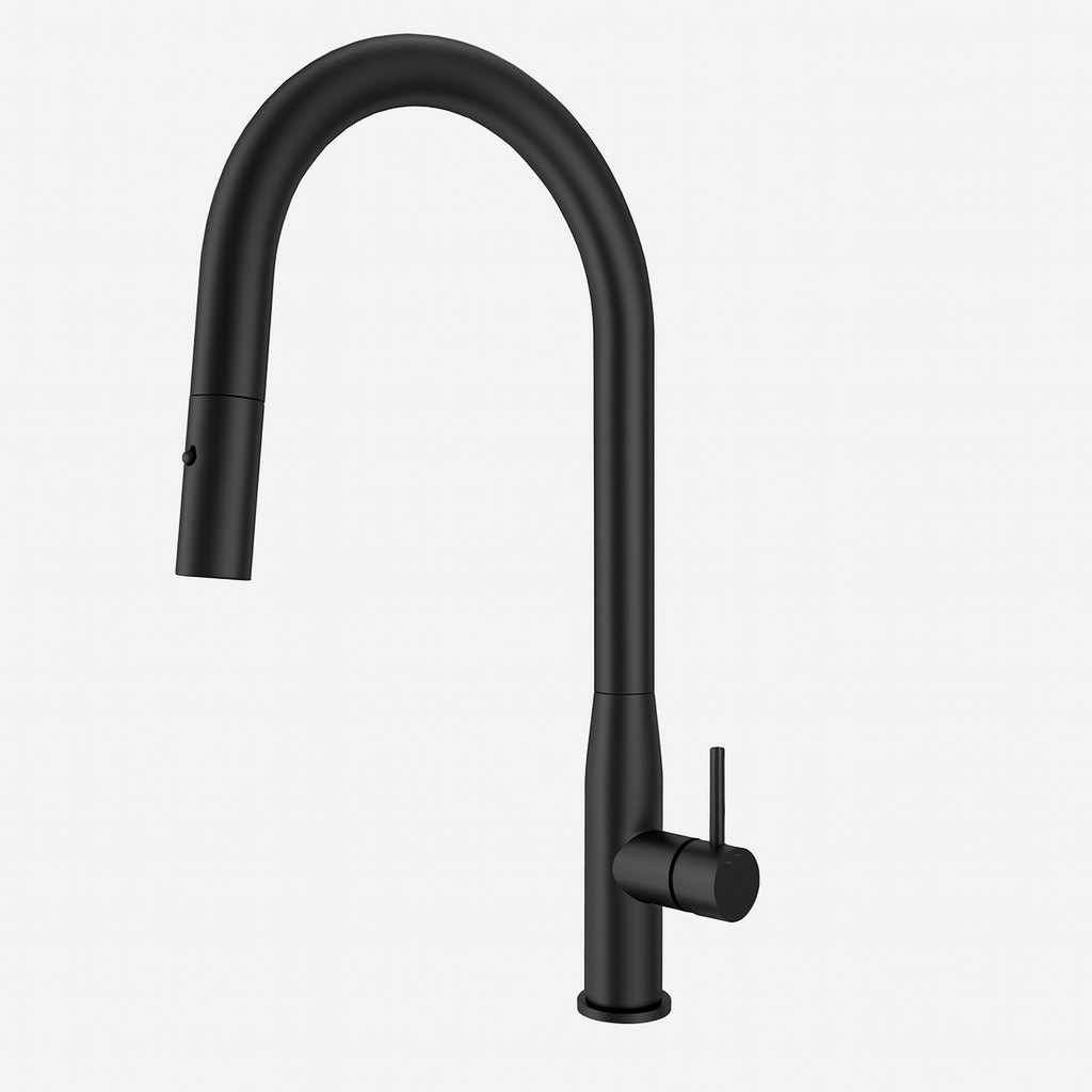 Navona Carysil Slim Matte Black Pull Out Kitchen Mixer