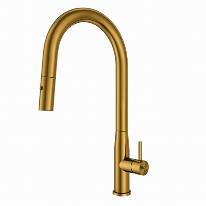 Navona Carysil Slim Brushed Gold Pull Out Kitchen Mixer
