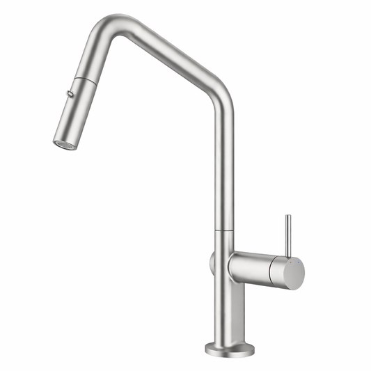 Navona Carysil Angle Brushed Nickel Pull Out Kitchen Mixer