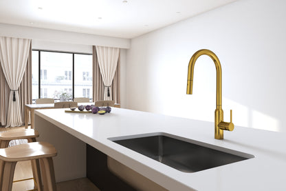 Navona Carysil Round Brushed Yellow Gold Pull Out Kitchen Mixer