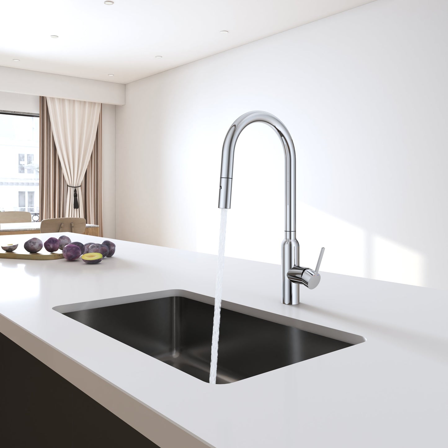 Navona Carysil Round Chrome Pull Out Kitchen Mixer