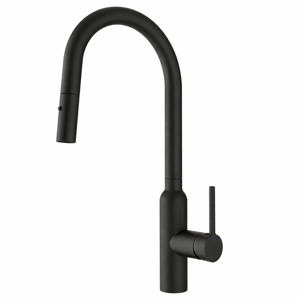 Navona Carysil Round Granite Black Pull Out Kitchen Mixer