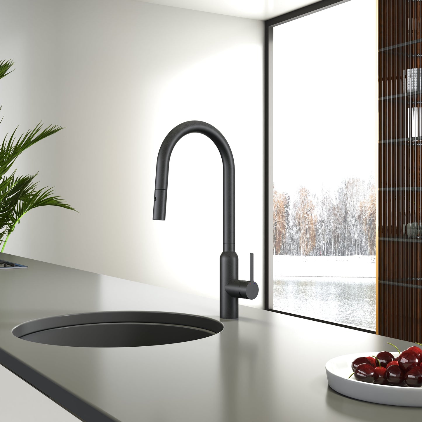 Navona Carysil Round Gun Metal Pull Out Kitchen Mixer