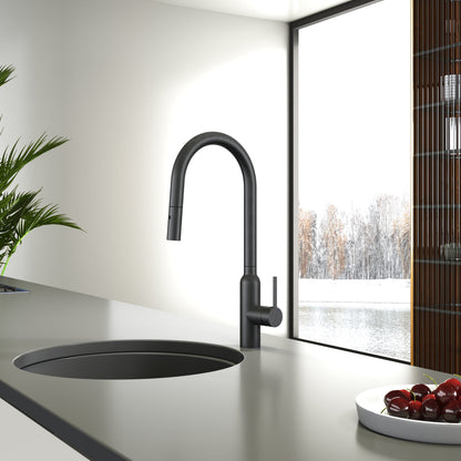 Navona Carysil Round Gun Metal Pull Out Kitchen Mixer