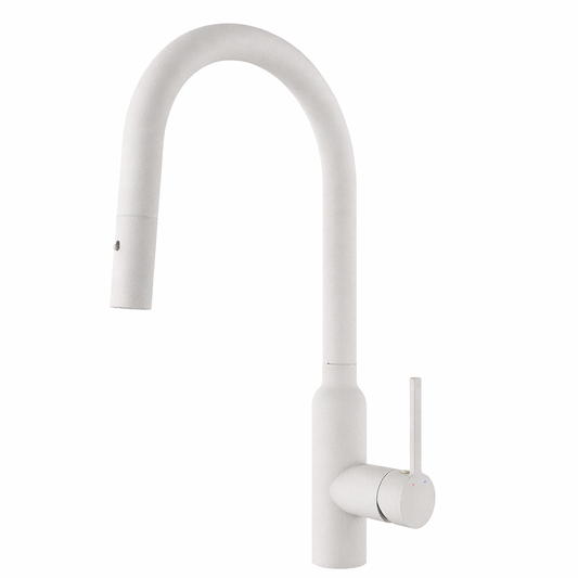 Navona Carysil Round Granite White Pull Out Kitchen Mixer
