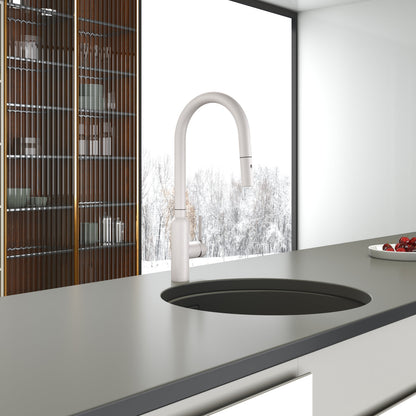 Navona Carysil Round Granite White Pull Out Kitchen Mixer