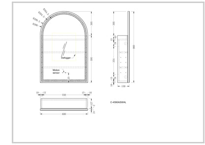 CARYSIL Imperial 600x900mm MATTE WHITE Arch LED Shaving Cabinet