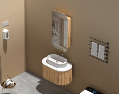 CARYSIL EARLS 450x900mm WALNUT Squircle Shaving Cabinet