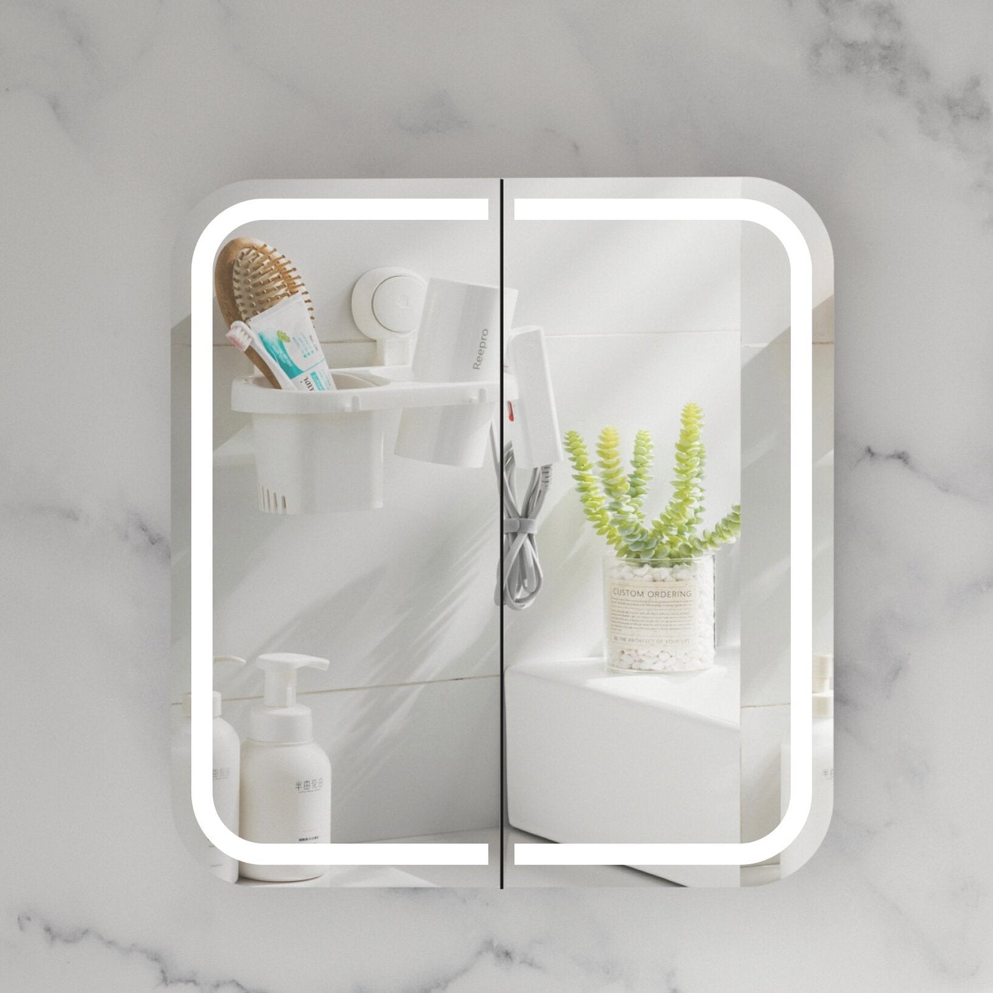 CARYSIL  750x800mm Grand LED MATTE WHITE Shaving Cabinet
