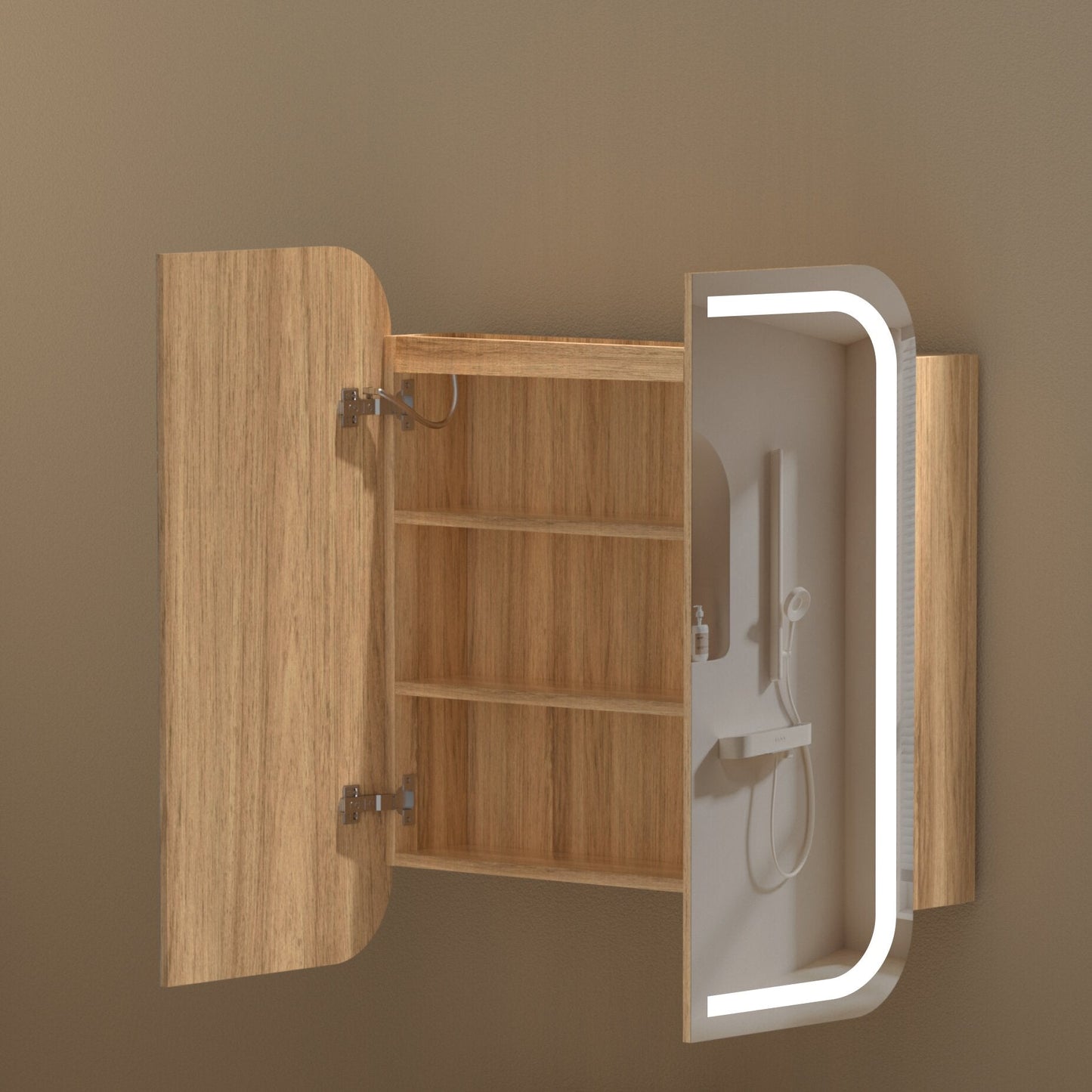 CARYSIL  750x800mm Grand Walnut LED Shaving Cabinet