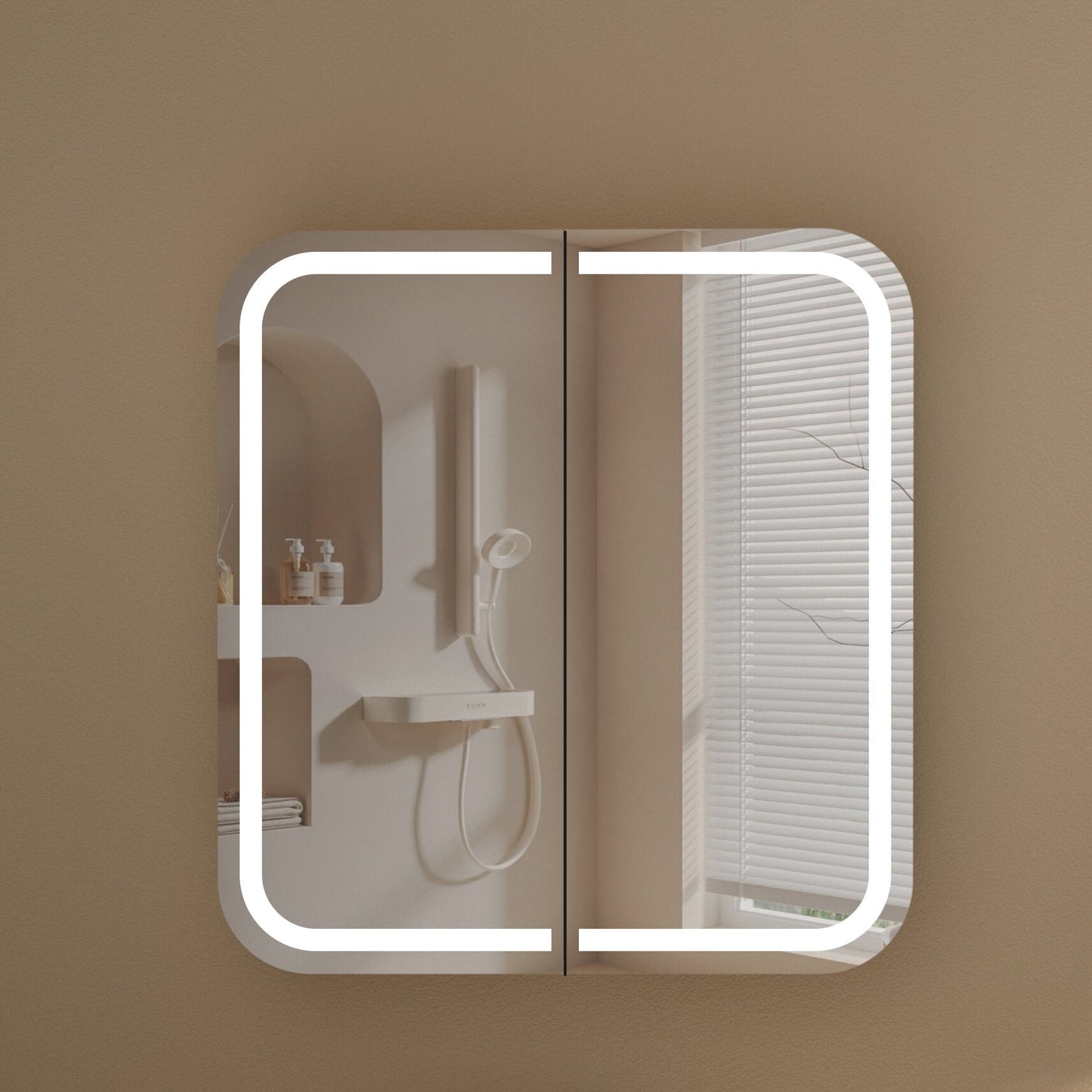 CARYSIL  750x800mm Grand Walnut LED Shaving Cabinet