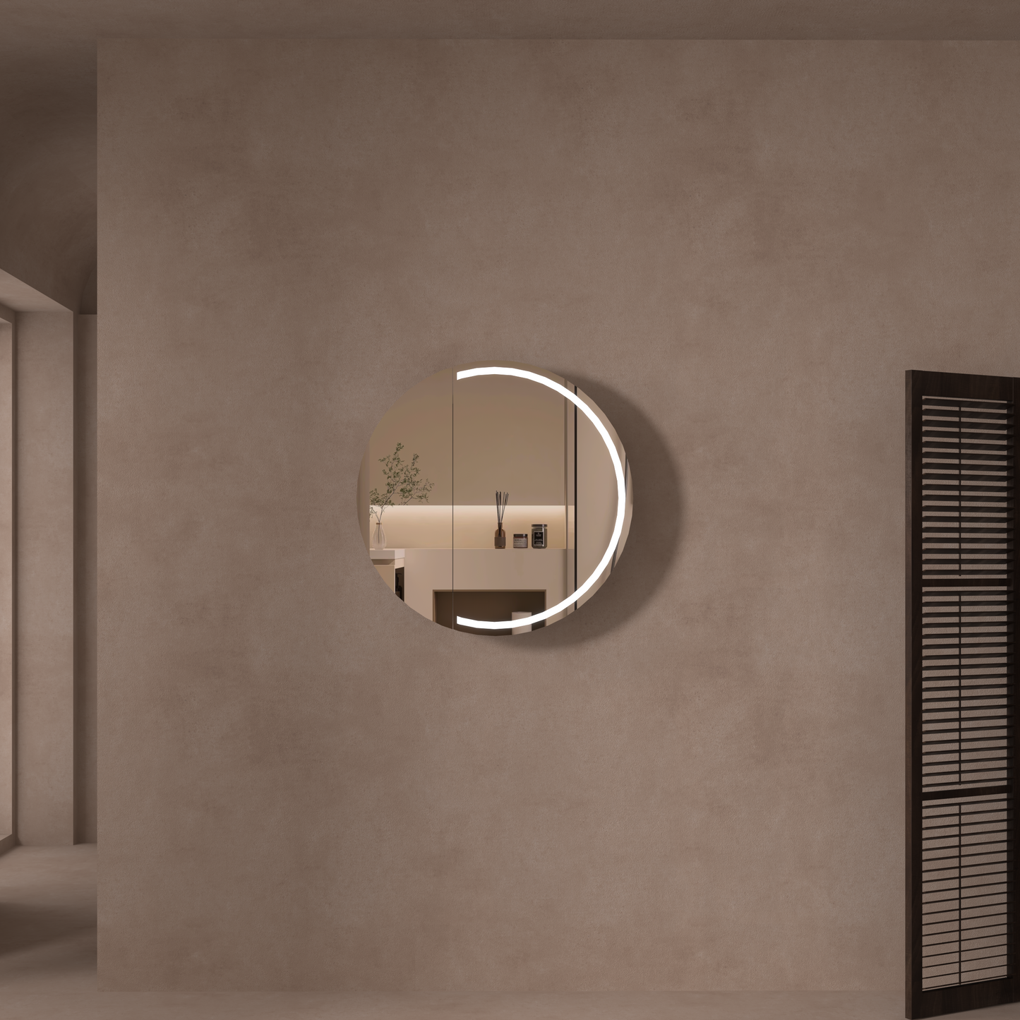 CARYSIL Orbit Series Round  800x800mm Matte White LED Shaving Cabinet