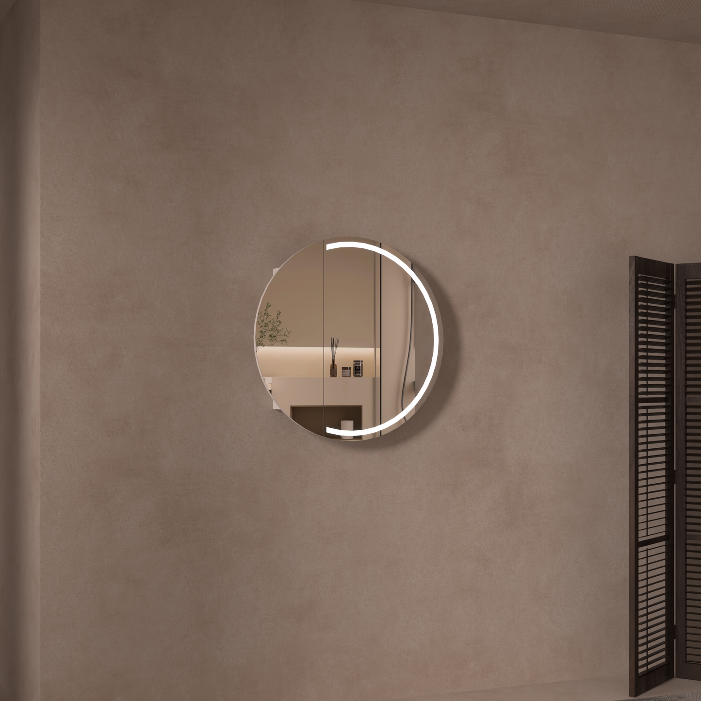CARYSIL Orbit Round  800x800mm MATTE WHITE LED Shaving Cabinet