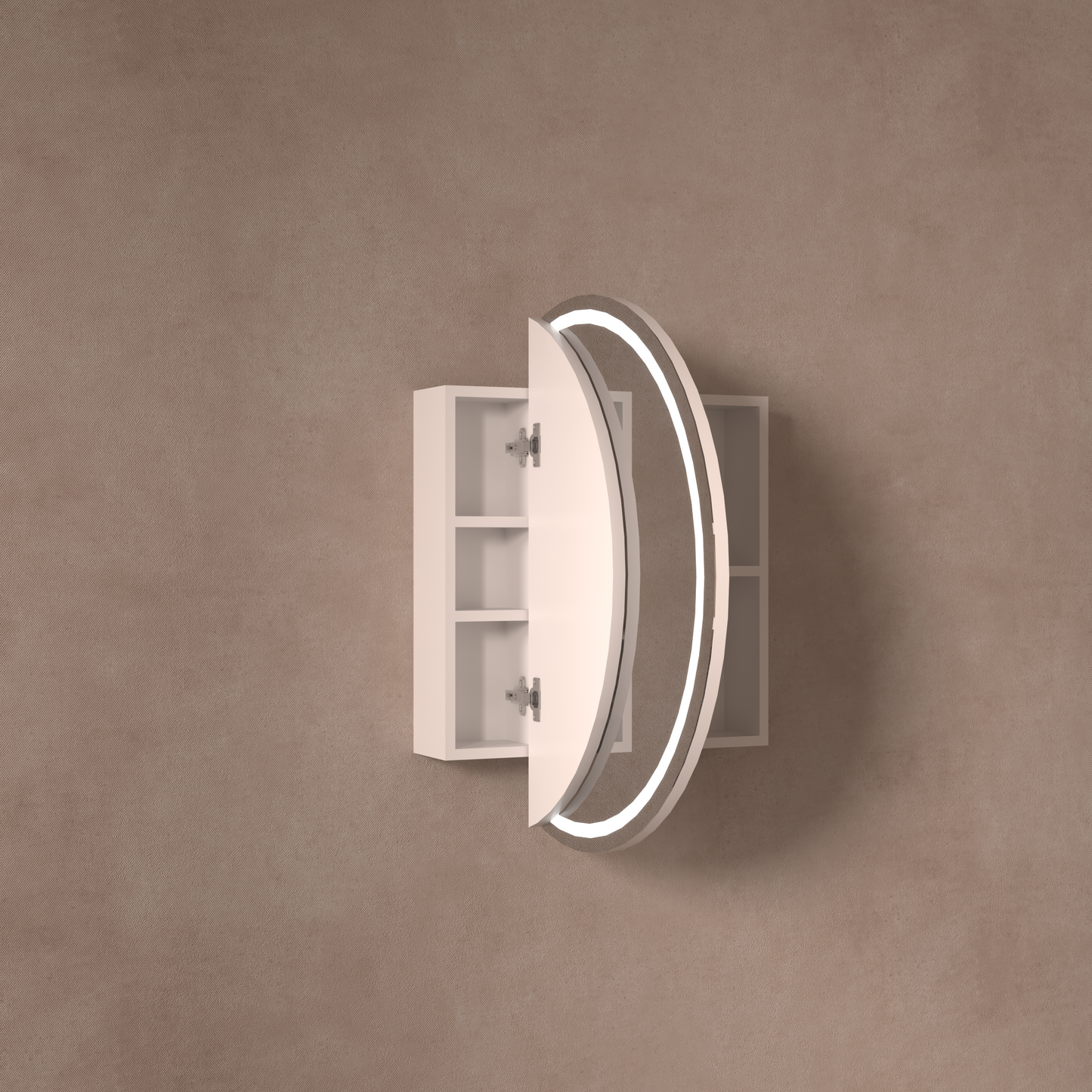 CARYSIL Orbit Round  800x800mm MATTE WHITE LED Shaving Cabinet