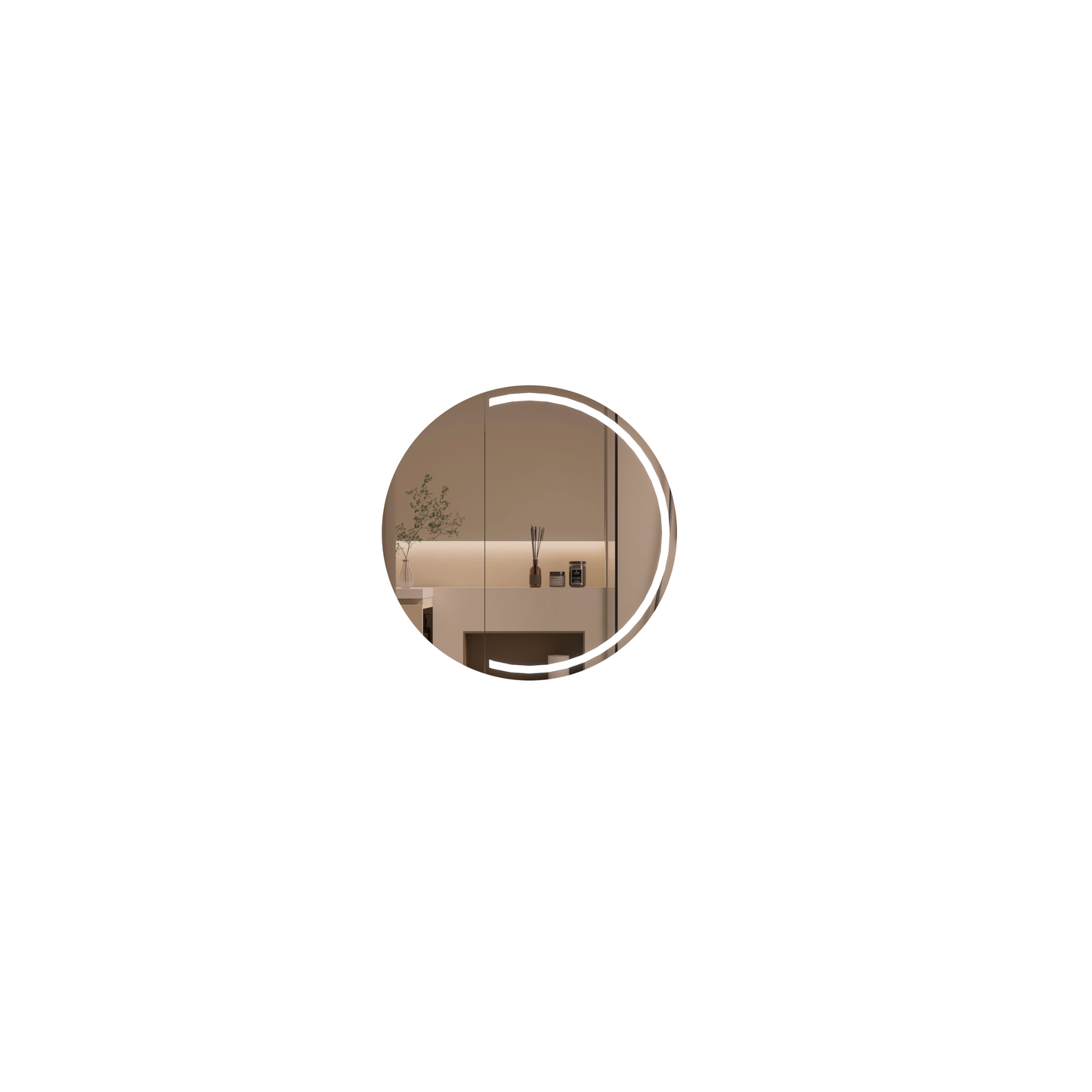CARYSIL Orbit Series Round  800x800mm Walnut LED Shaving Cabinet