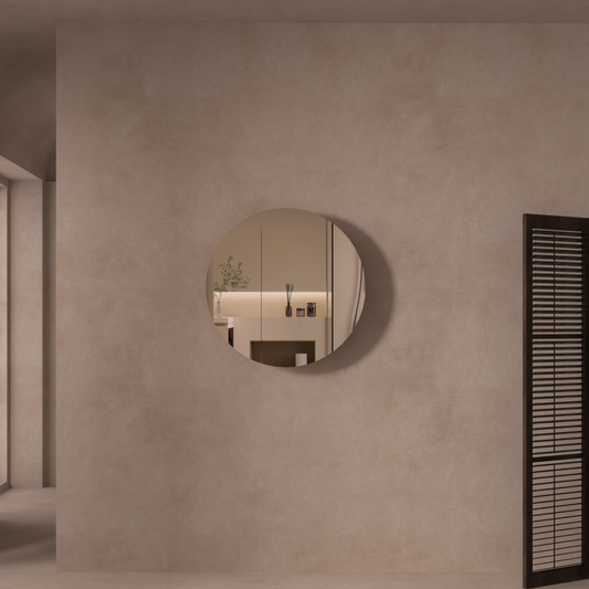 CARYSIL Orbit Series Round  800x800mm Walnut Shaving Cabinet