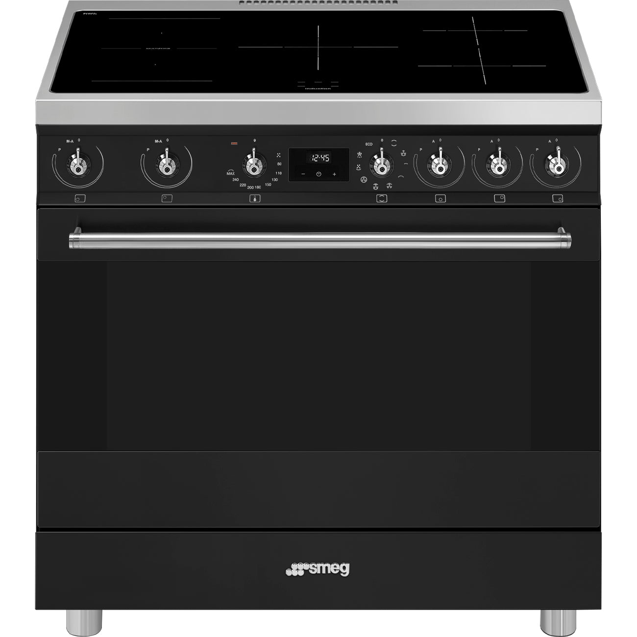 Smeg Classic Upright Cooker With Induction Cooktop 90cm Matte Black