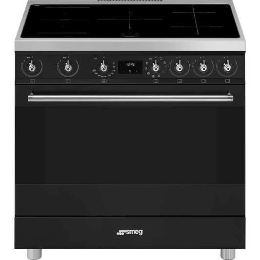Smeg Classic Upright Cooker With Induction Cooktop 90cm Matte Black