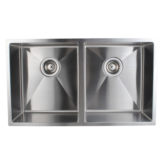 1.2mm Handmade Double Bowls TopUndermount KitchenLaundry Sink 770*450*215mm