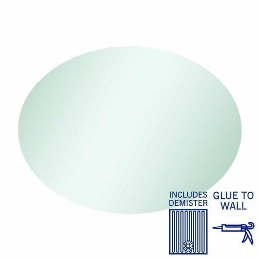 Cody Polished Edge Oval Mirror Glue-to-Wall and Demister