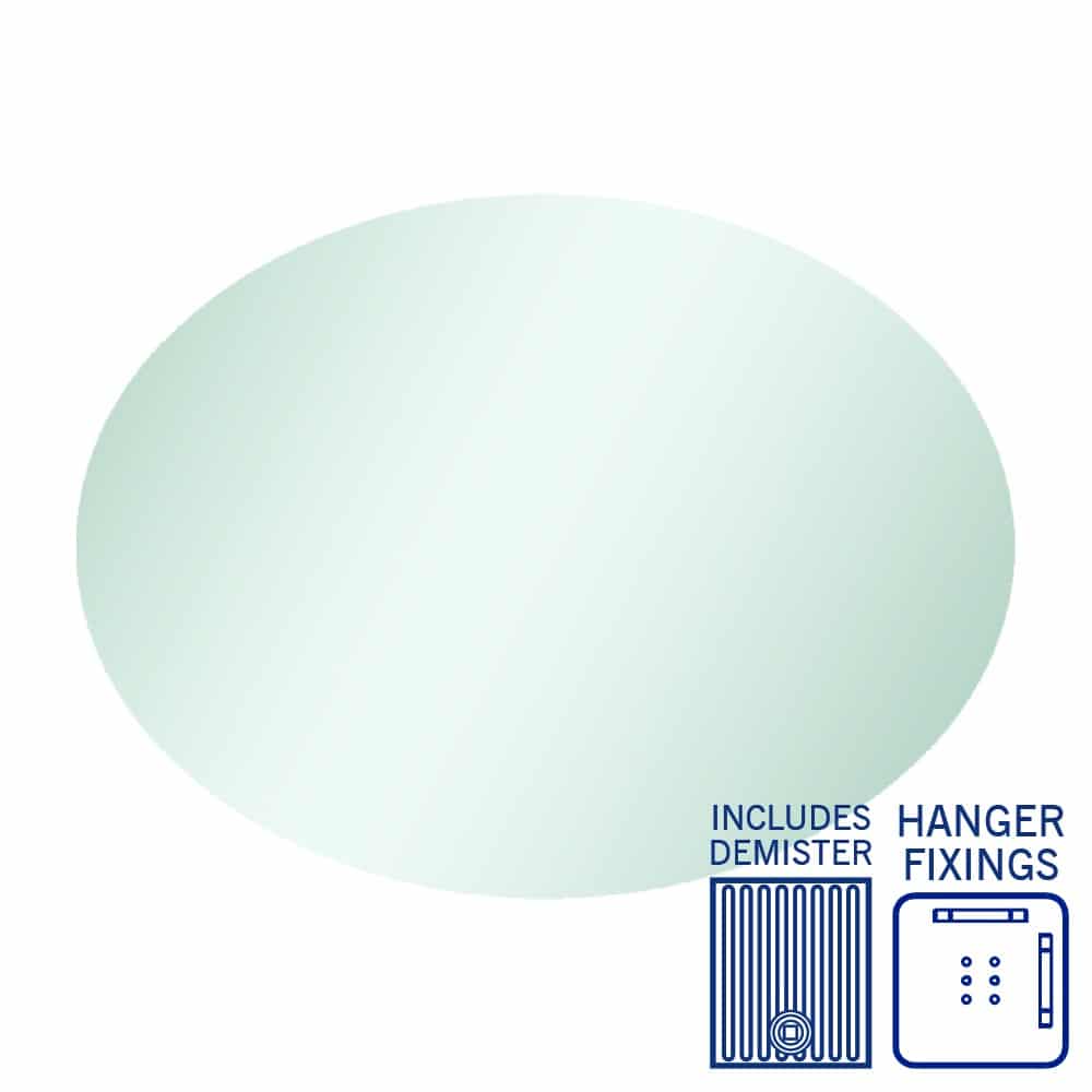 Cody Polished Edge Oval Mirror with Hangers and Demister