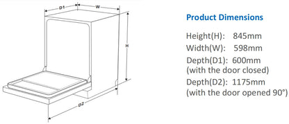 Carysil Stainless Steel Freestanding Dishwasher 14 Place Sett