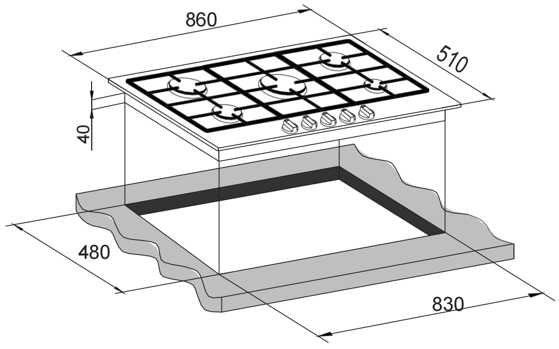Carysil Built-In Stainless Steel Cooktop 90cm