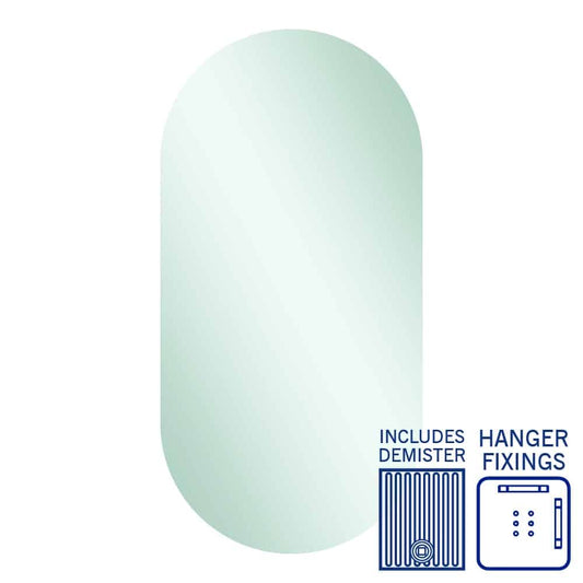 Duke Polished Edge Pill Mirror with Hangers and Demister
