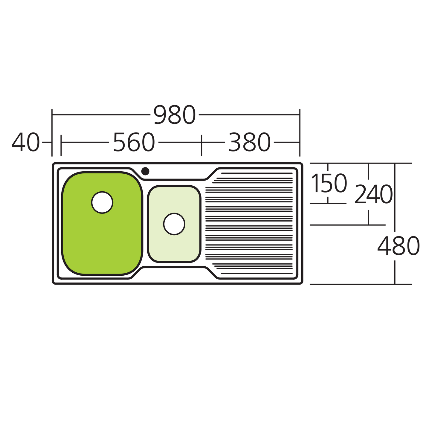 Diaz 1 & 1/2 Bowl Sink With Drainer