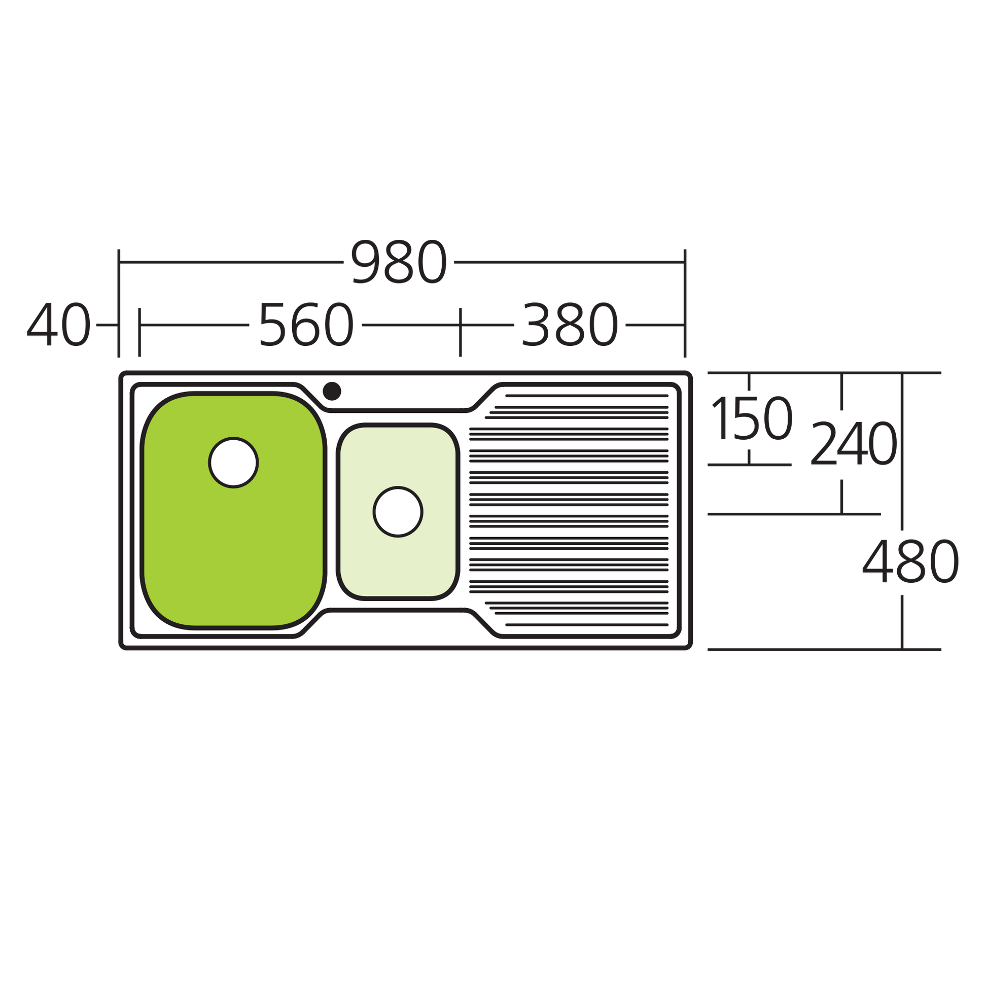 Diaz 1 & 1/2 Bowl Sink With Drainer