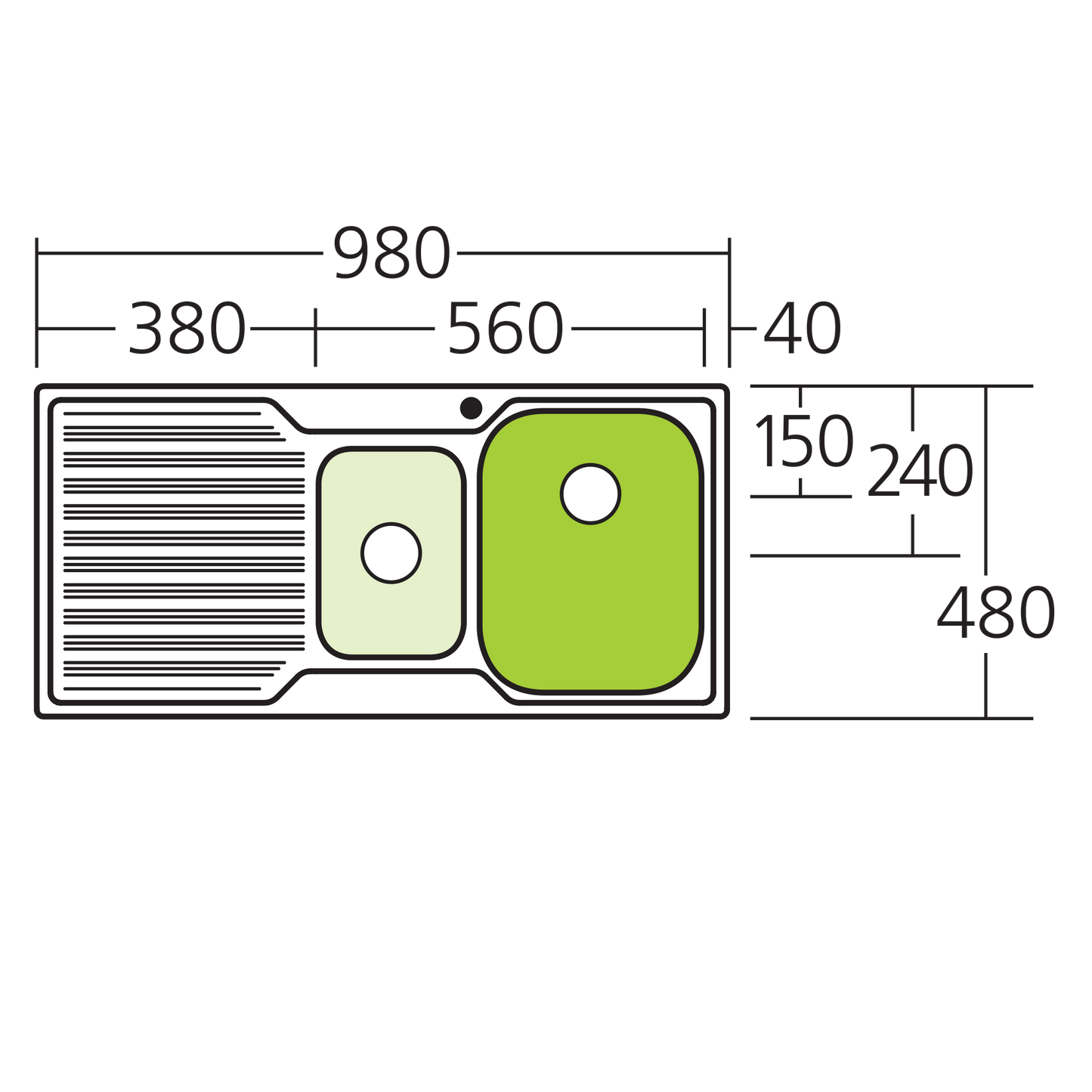 Diaz 1 & 1/2 Bowl Sink With Drainer