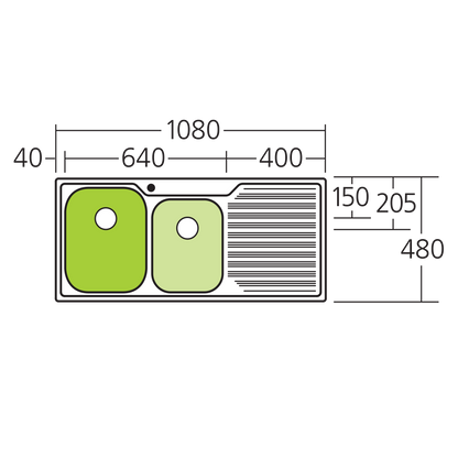 Diaz 1 & 3/4 Bowl Sink With Drainer