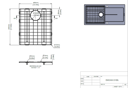 Stainless Steel GOLD Sink Grid for Carysil Enigma D100L