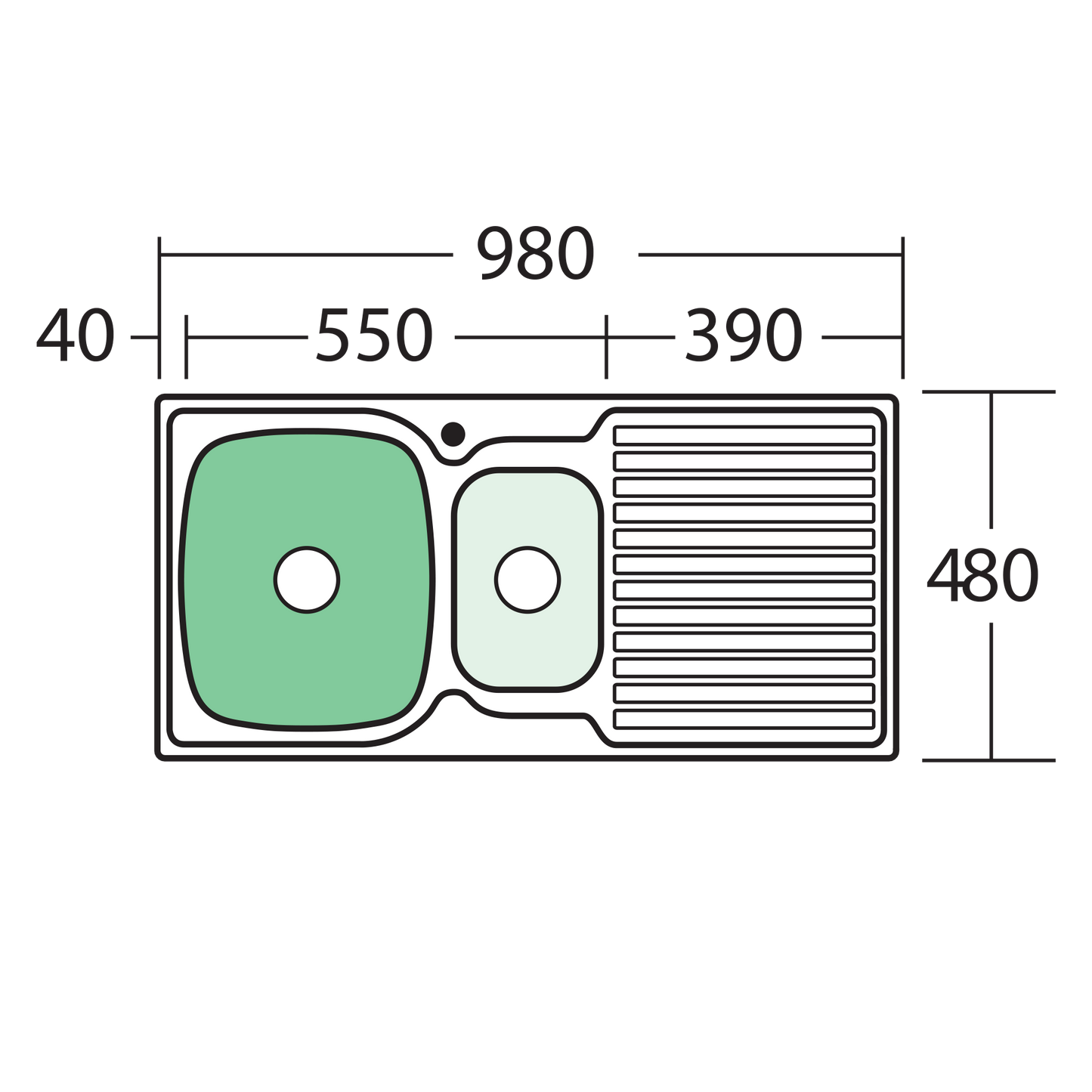 Endeavour 1 & 1/2 Bowl Sink With Drainer