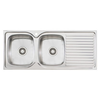 Endeavour Double Bowl Sink With Drainer