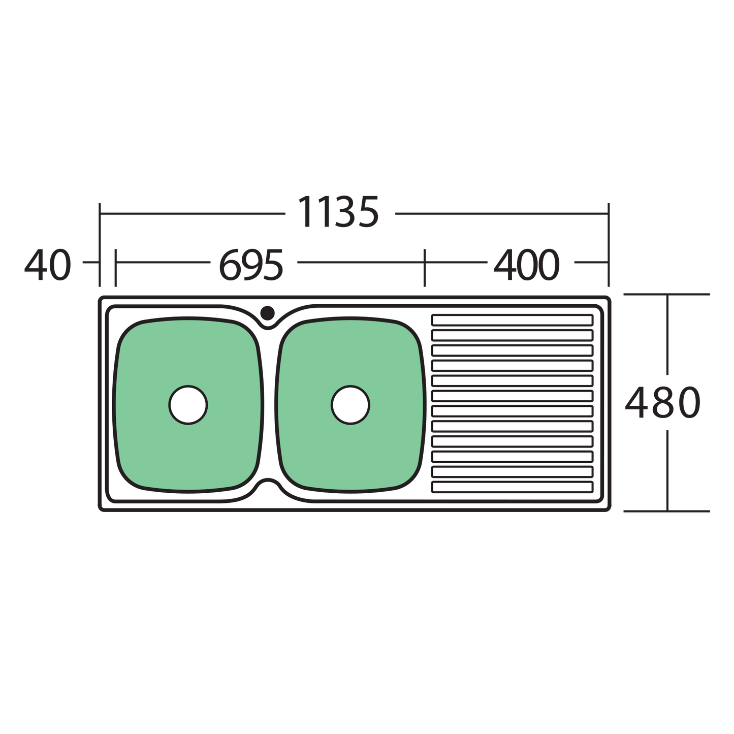Endeavour Double Bowl Sink With Drainer