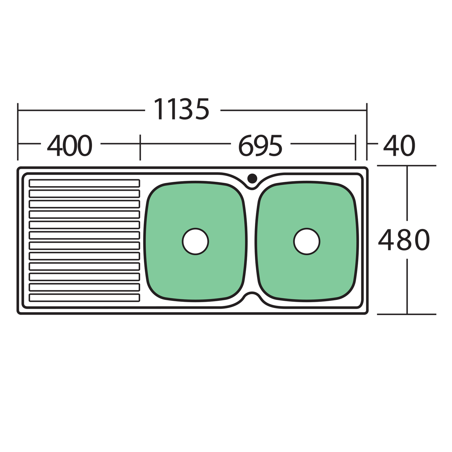 Endeavour Double Bowl Sink With Drainer