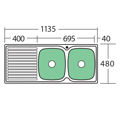 Endeavour Double Bowl Sink With Drainer