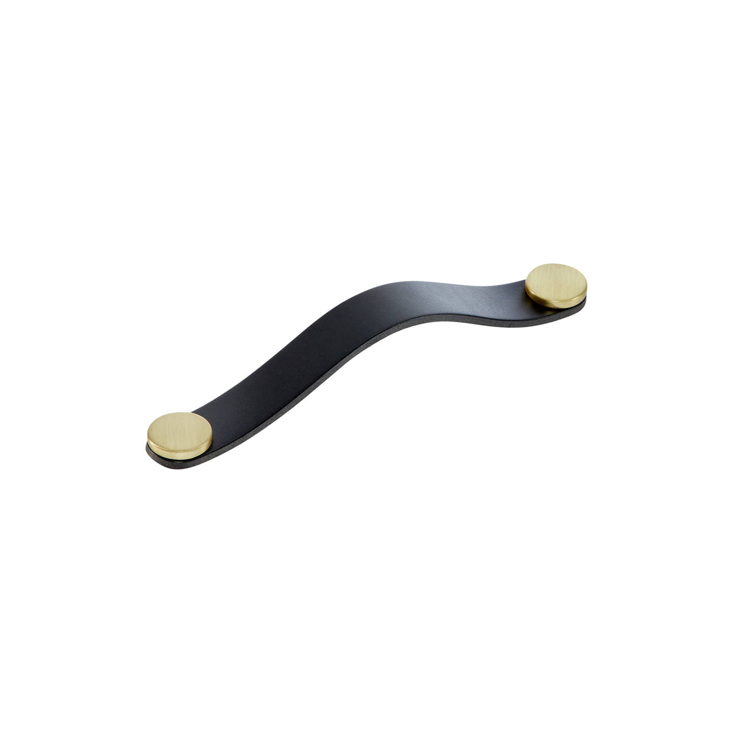 Momo Flexa Leather D Handle 160mm in Black with Brass Buttons
