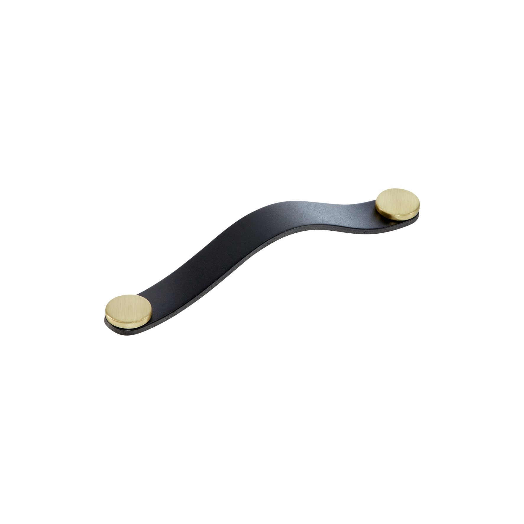 Momo Flexa Leather D Handle 160mm in Black with Brass Buttons