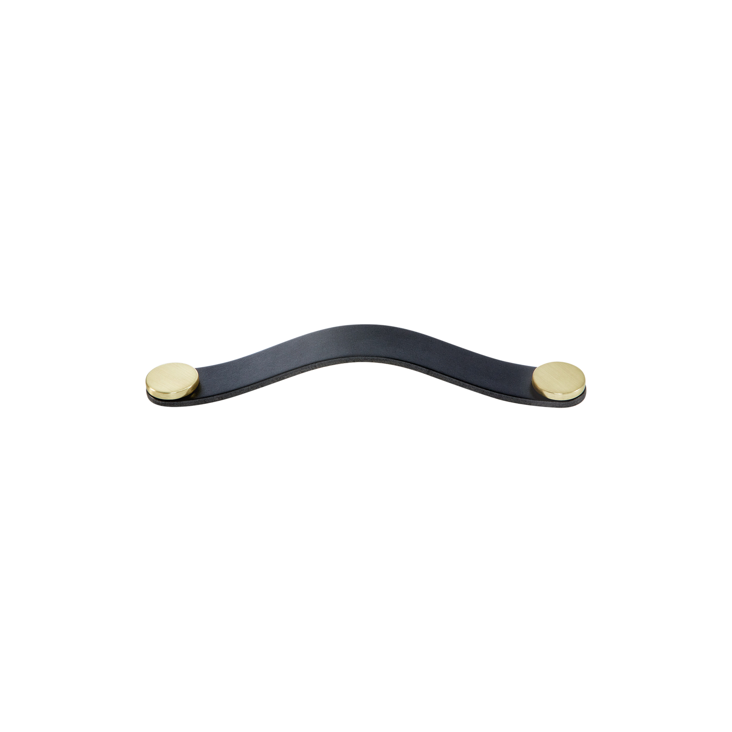 Momo Flexa Leather D Handle 160mm in Black with Brass Buttons (1)
