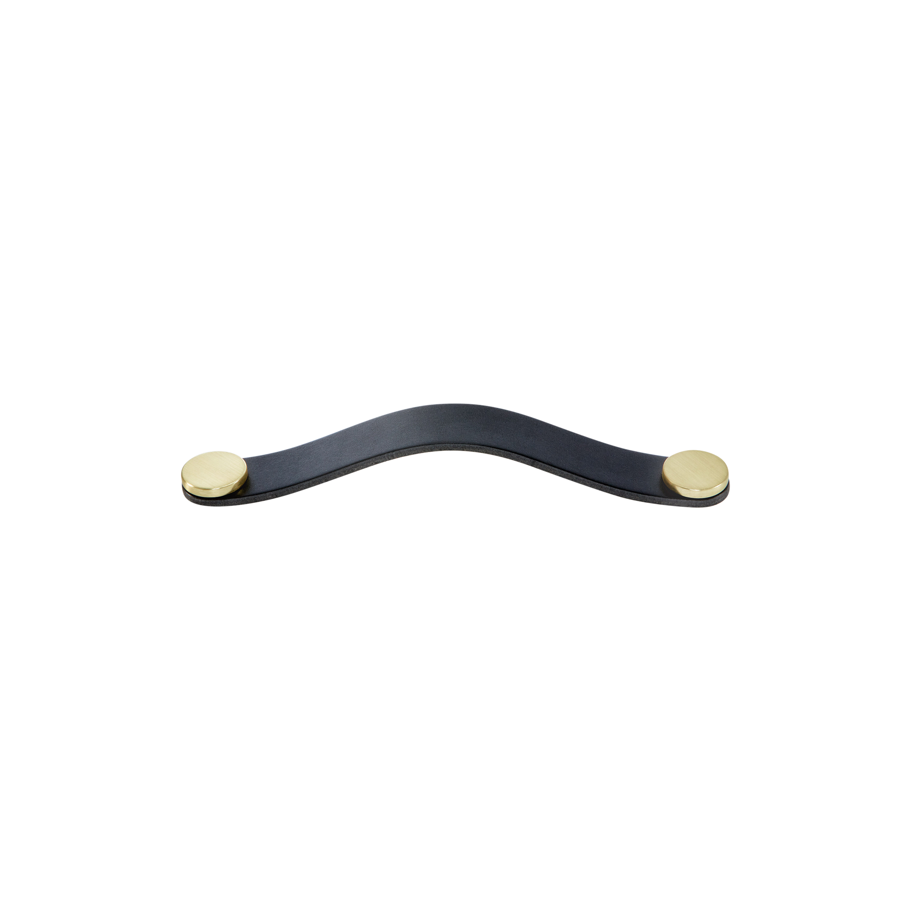 Momo Flexa Leather D Handle 160mm in Black with Brass Buttons (1)